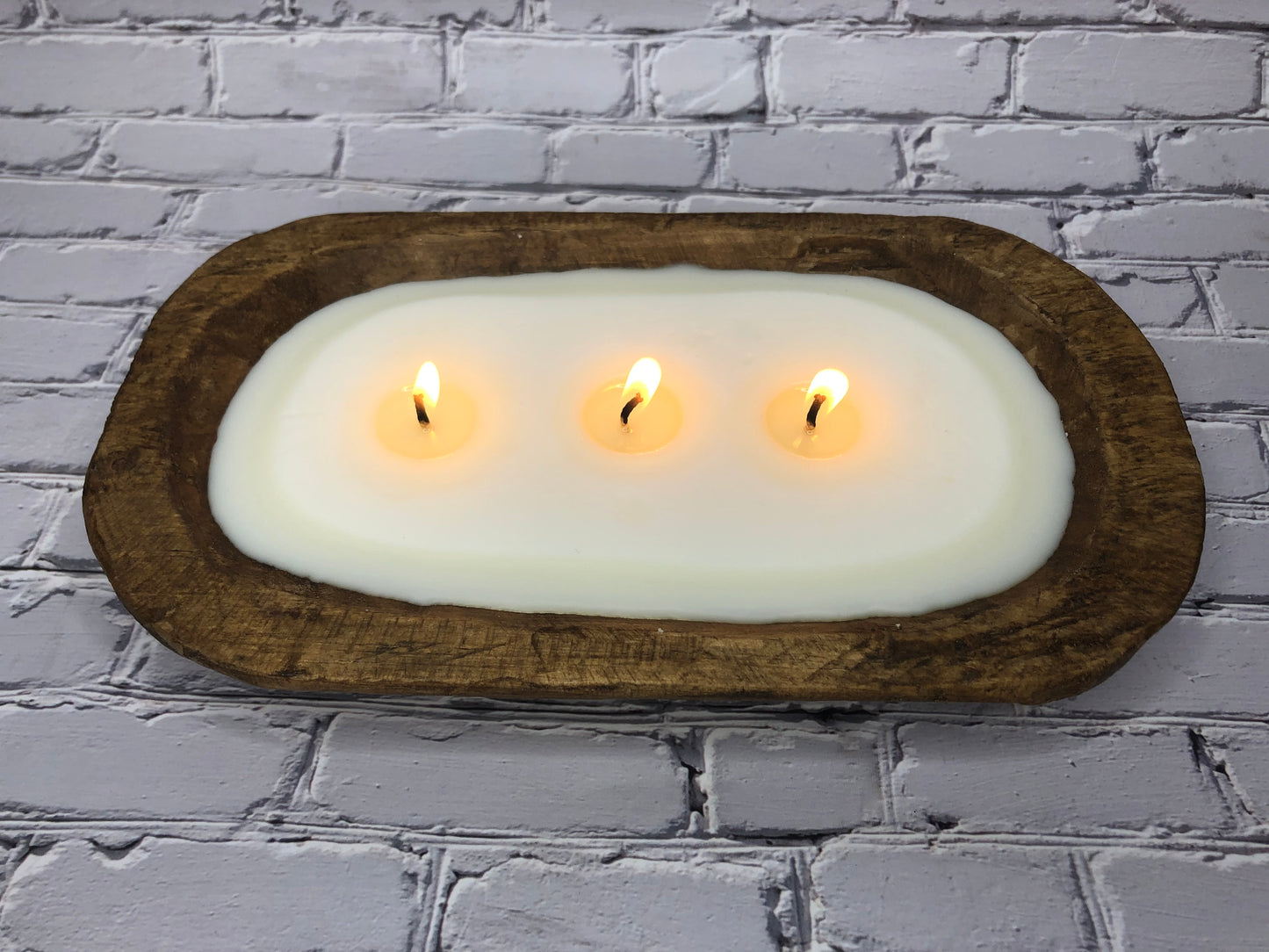 Farmhouse wooden bowl candle