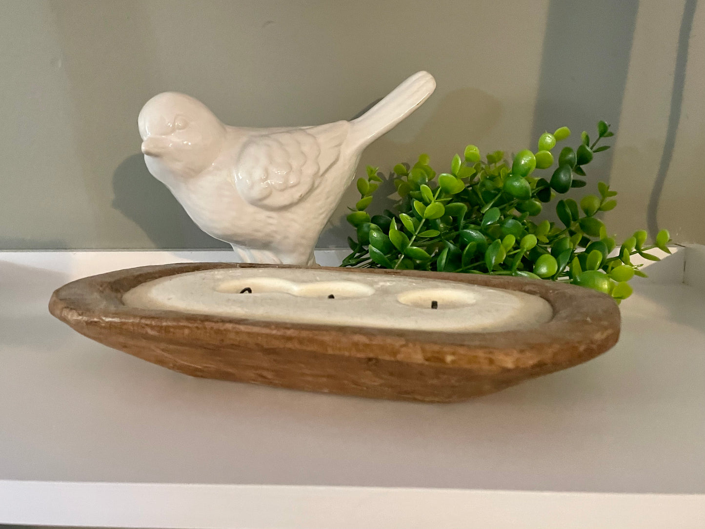 Farmhouse wooden bowl candle