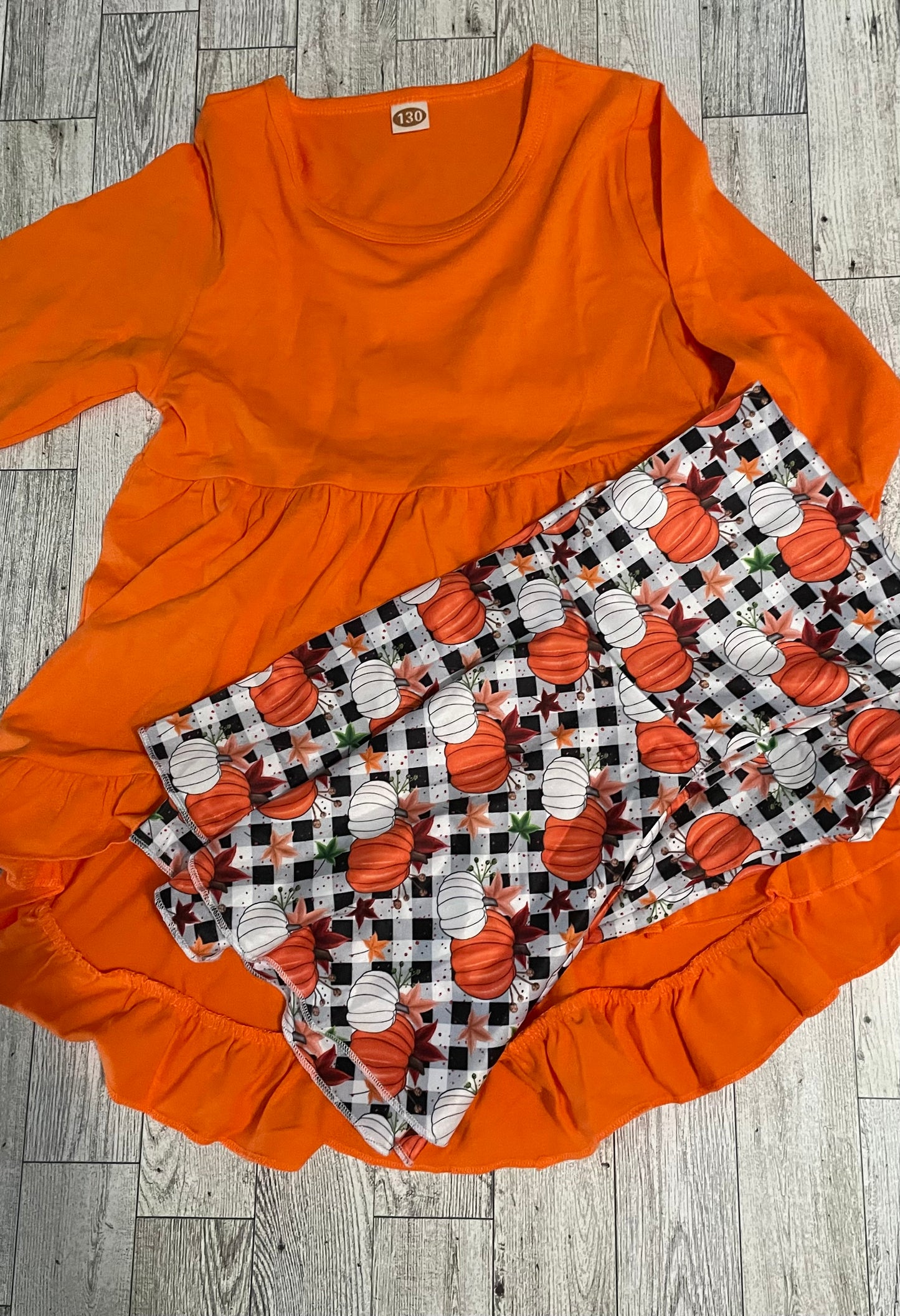 Girls Pumpkin Bell Bottom Set