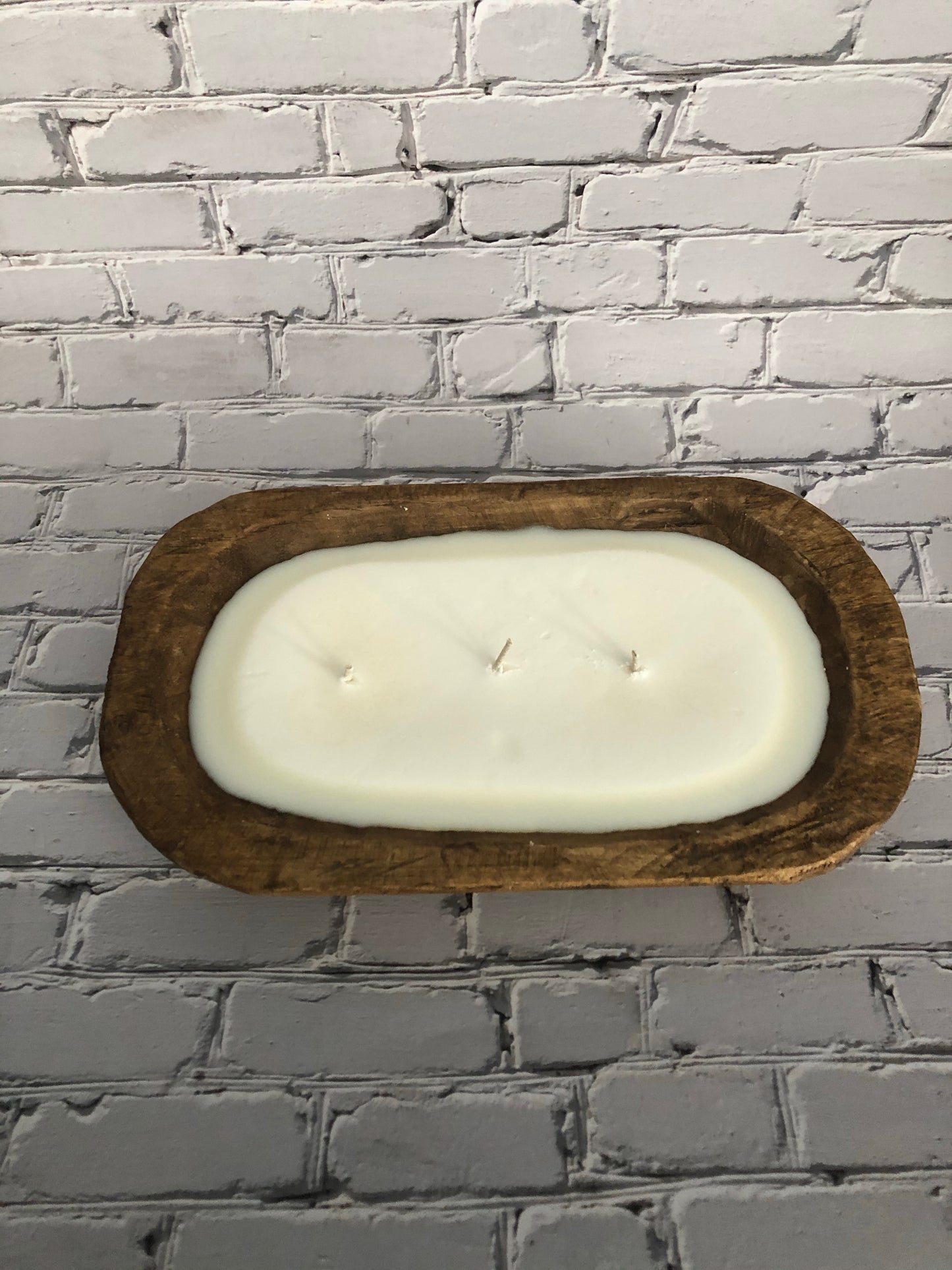Farmhouse wooden bowl candle