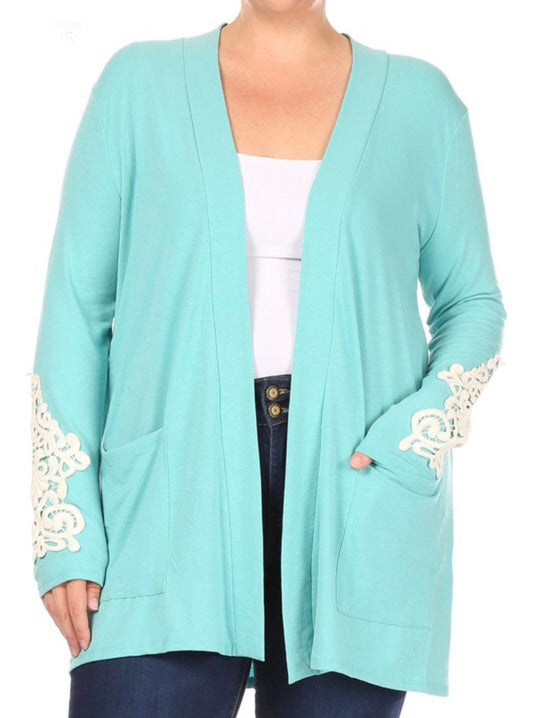 Teal Cardigan with Lace